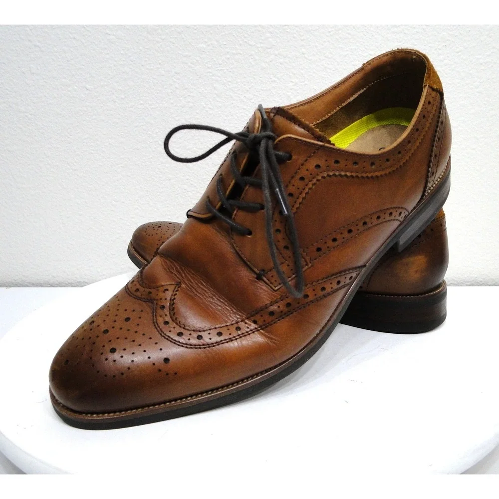 Florsheim Comfortech Upscale Wingtip Oxford‎ Cognac Brown Leather Mens 9.5 11956